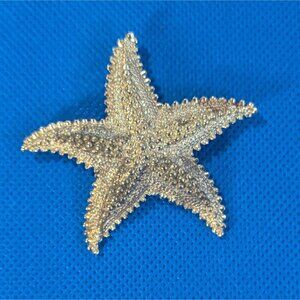 Gold-Tone Starfish Brooch Pin With Textured Details Beach‎ ocean seashore   2"